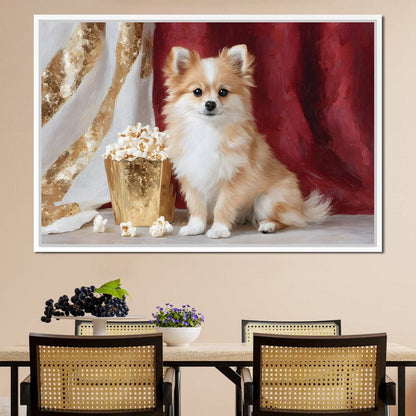 Pomeranian Popcorn Soiree Canvas Wall Art