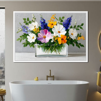 Sunlit Wildflower in Water Canvas Wall Art