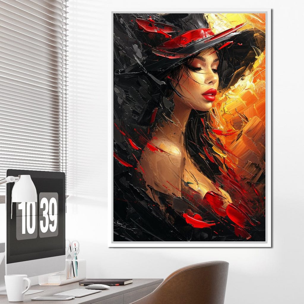 Fiery Elegance in Noir Canvas Wall Art