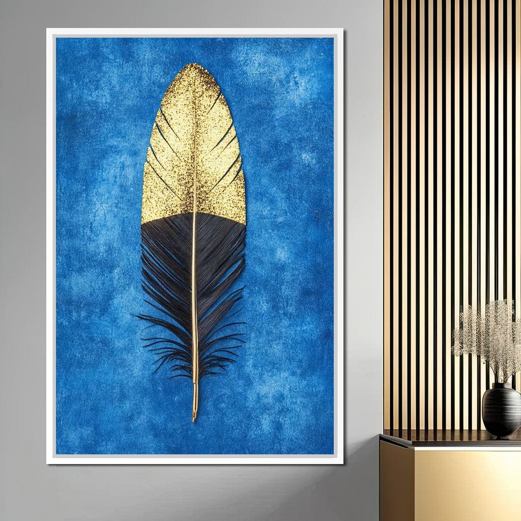 Golden Plume Harmony Canvas Wall Art