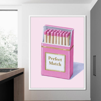 Perfect Match Pink Matchbox Canvas Wall Art