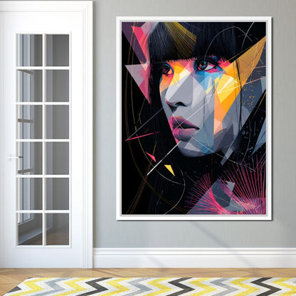 Neon Prism Portrait of Muse Canvas Wall Art