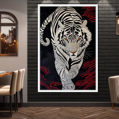 White Tiger of Shadows Canvas Wall Art