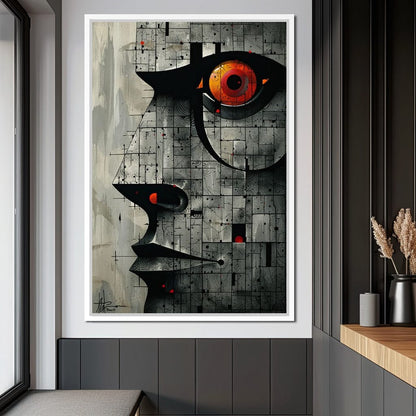 Enigmatic Gaze Fractal Mosaic Canvas Wall Art