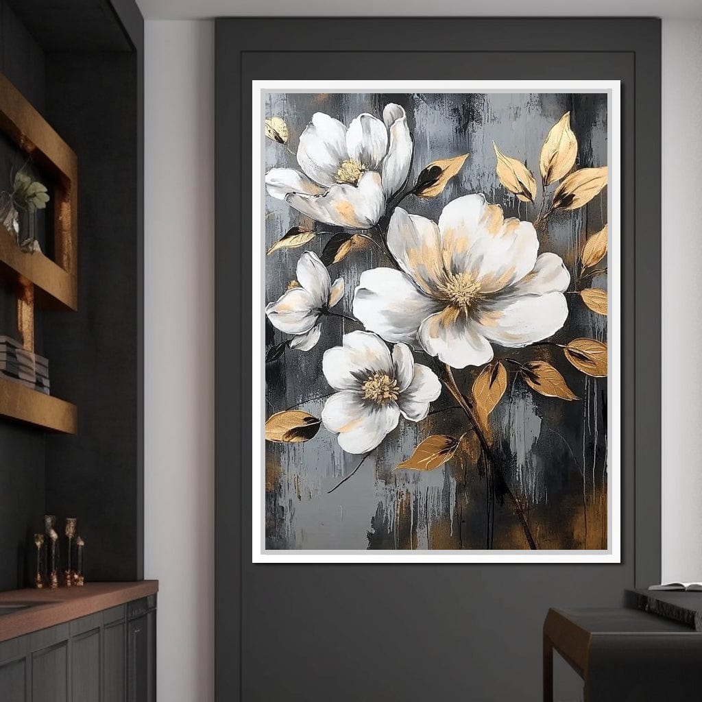 Golden Blossom Reflections Canvas Wall Art