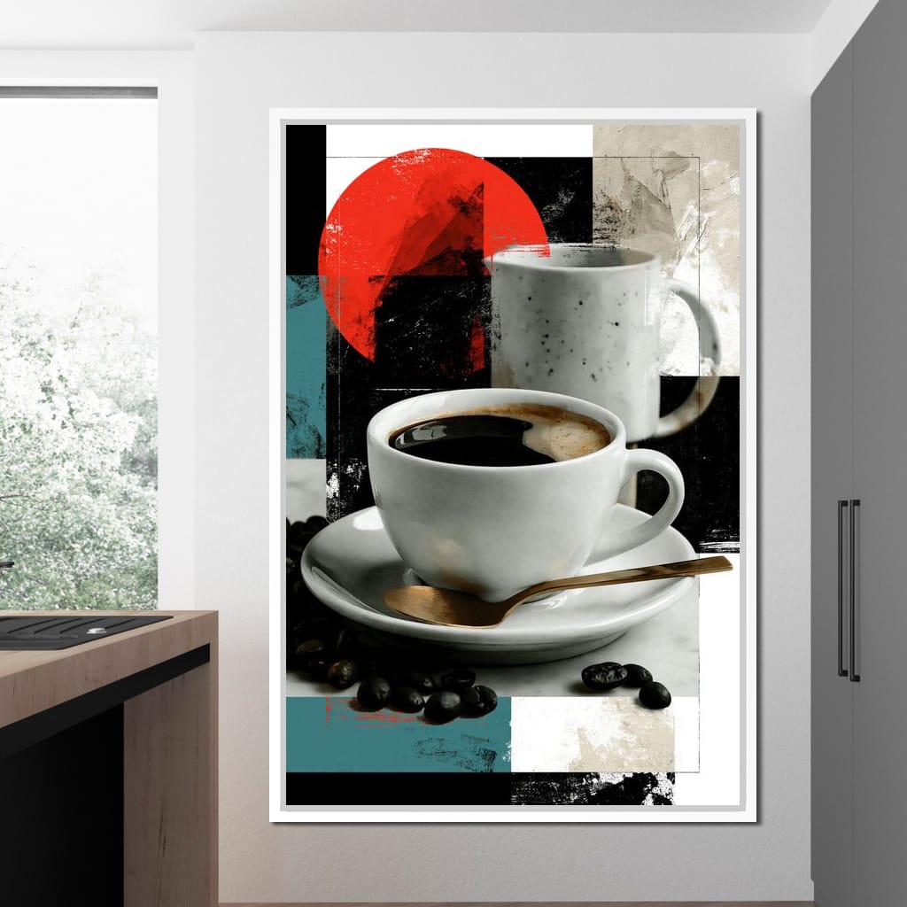 Morning Rituals Within Geometric Forms Canvas Wall Art