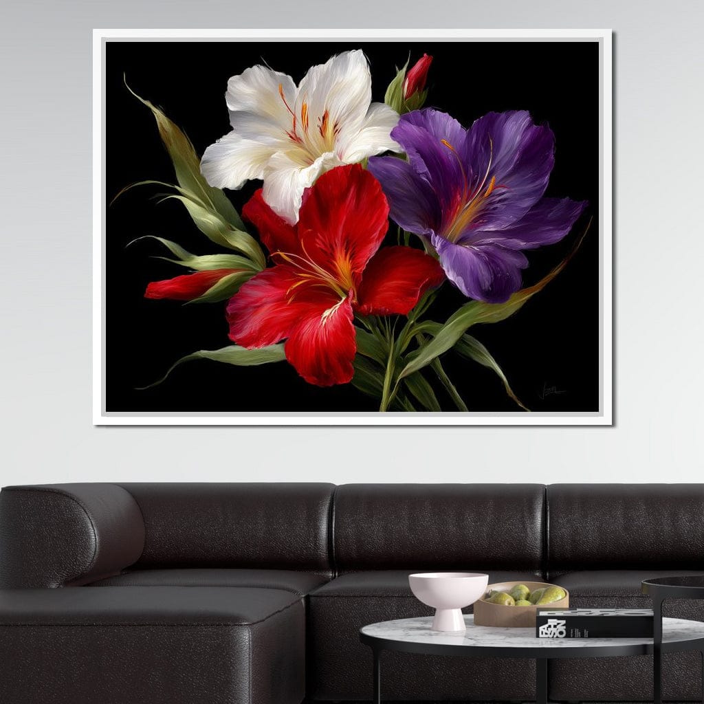 Gladiolus Garden Noir Bloom Canvas Wall Art