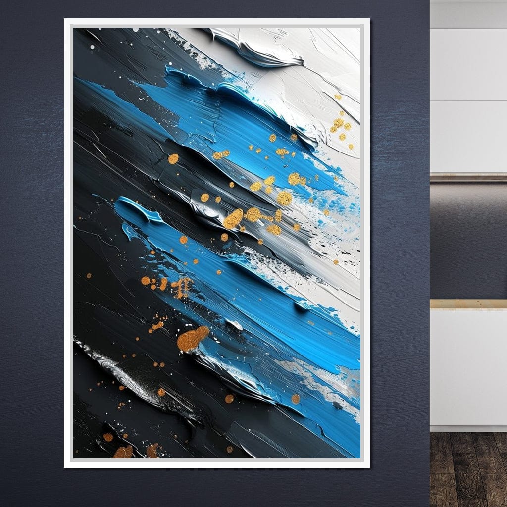 Sapphire Strokes Gold Specks 2 Canvas Wall Art