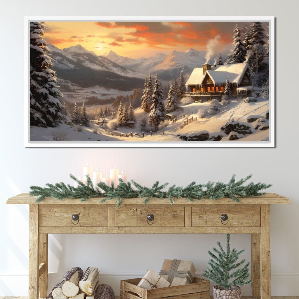 Christmas Cottage Canvas Wall Art