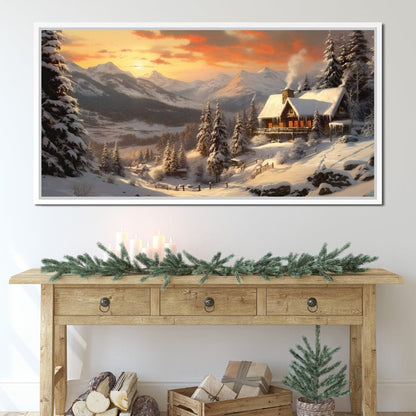 Christmas Cottage Canvas Wall Art
