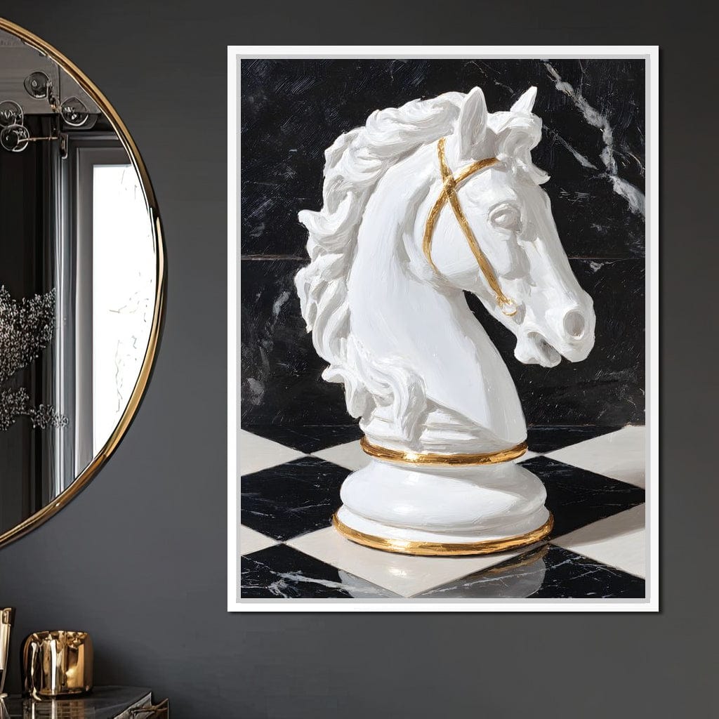Gilded Knight on Marble Board Canvas Wall Art