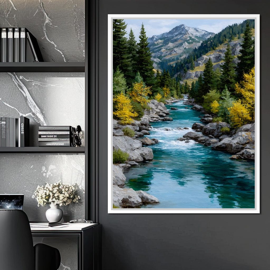 Alpine River Evergreen Peaks Canvas Wall Art