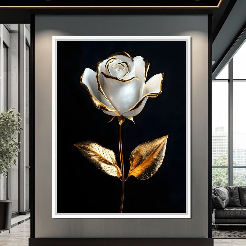 Golden Elegance Blossom Canvas Wall Art