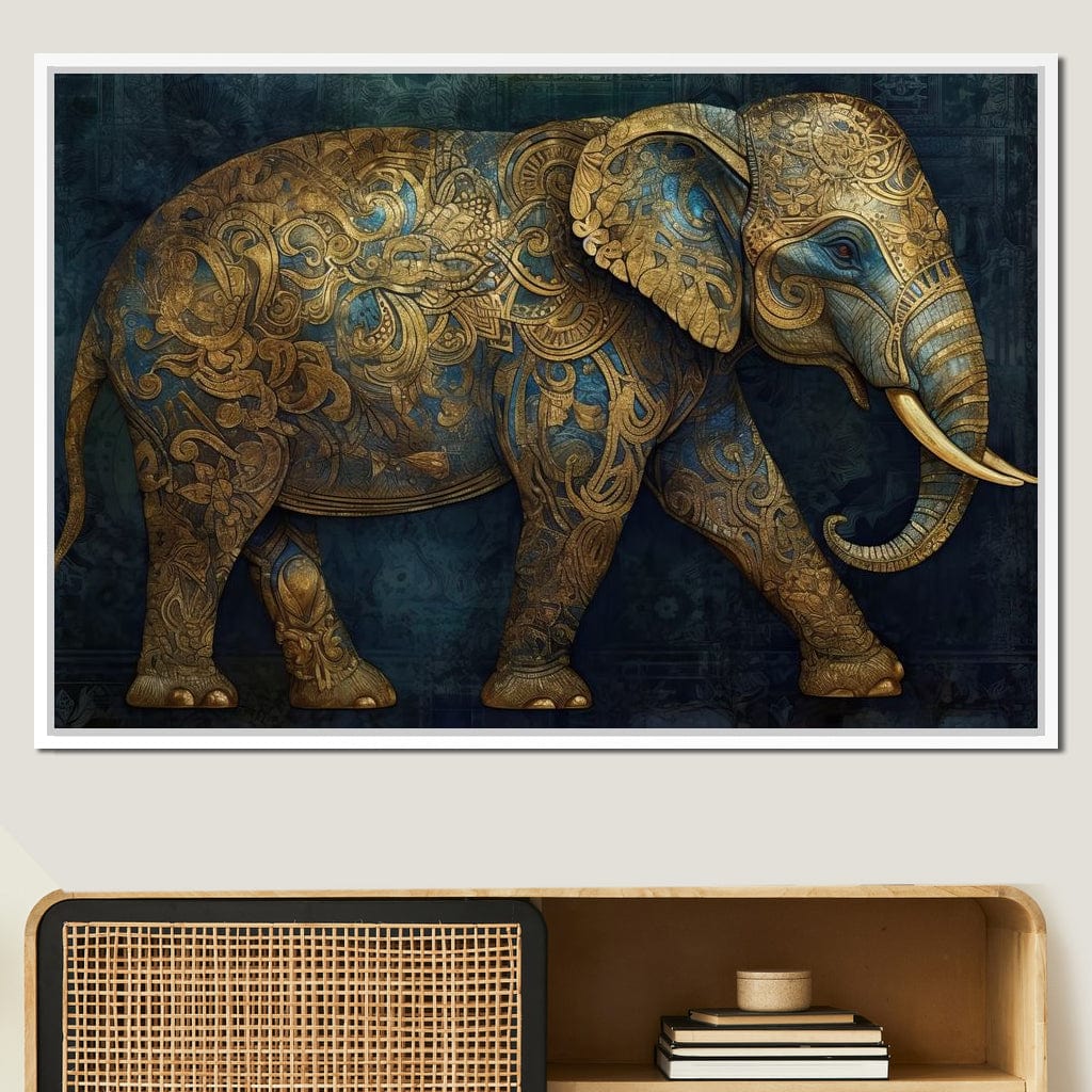 Gilded Grey Elephant Canvas Wall Art