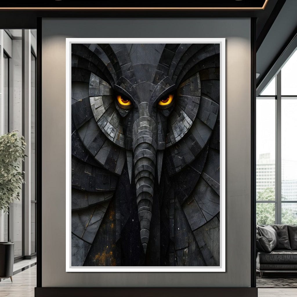 Obsidian Elephant Guardian Canvas Wall Art