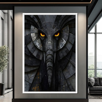 Obsidian Elephant Guardian Canvas Wall Art