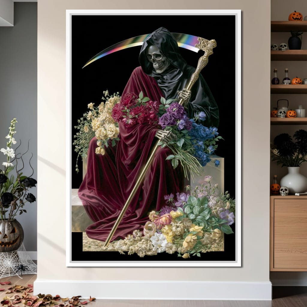 Death Rests With Fallen Petals Canvas Wall Art