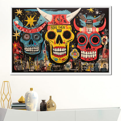 Tribal Skull Symphony Canvas Wall Art
