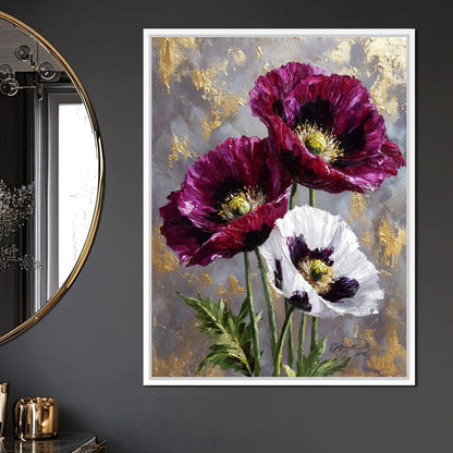 Gold Leaf Poppy Garden Glow Canvas Wall Art