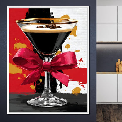 Espresso Martini Red Bow Canvas Wall Art
