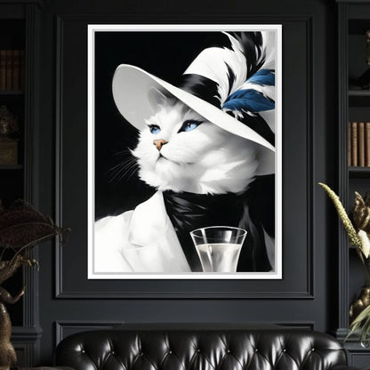 Sophisticated Feline Reverie Canvas Wall Art