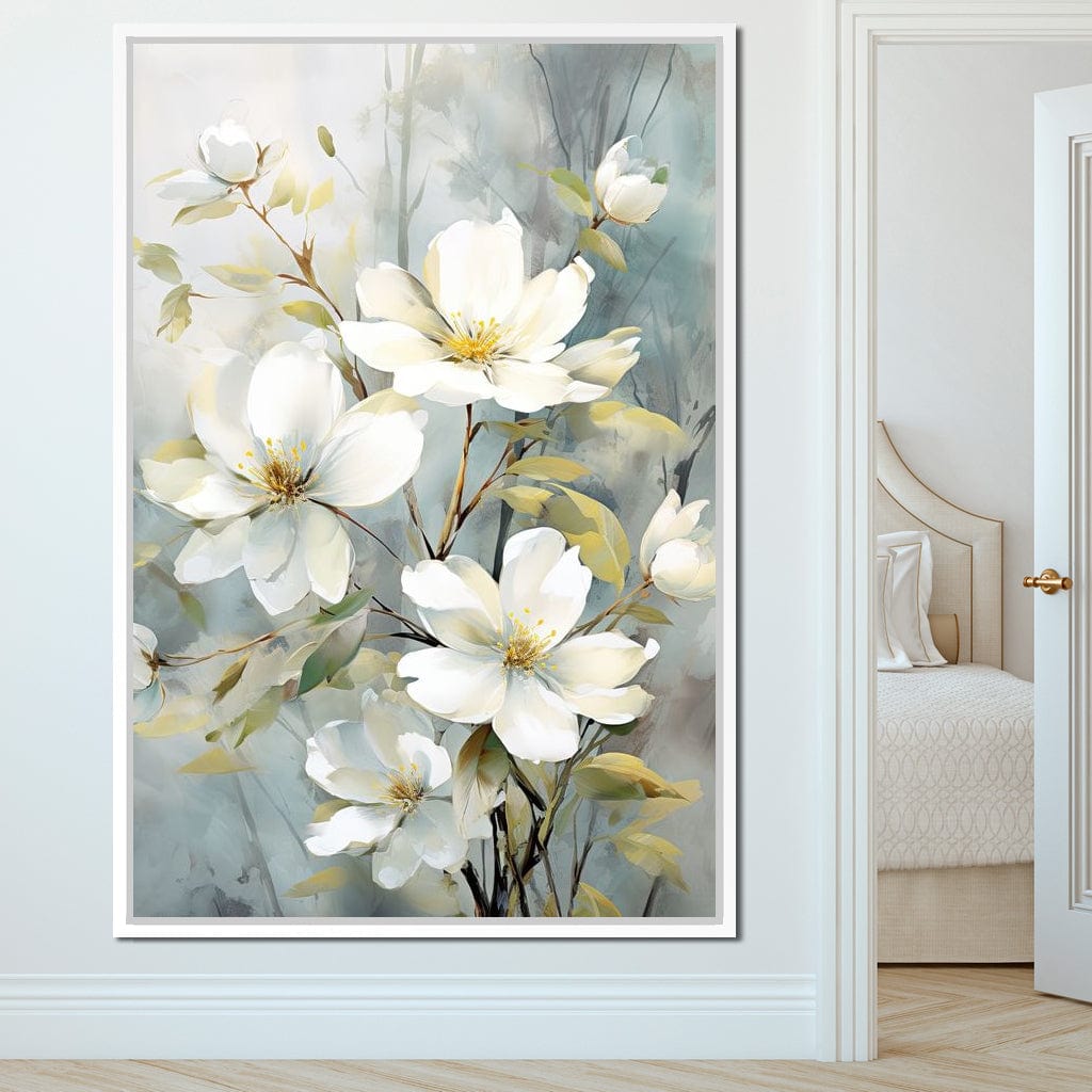 Ethereal Blooms in Mist Canvas Wall Art