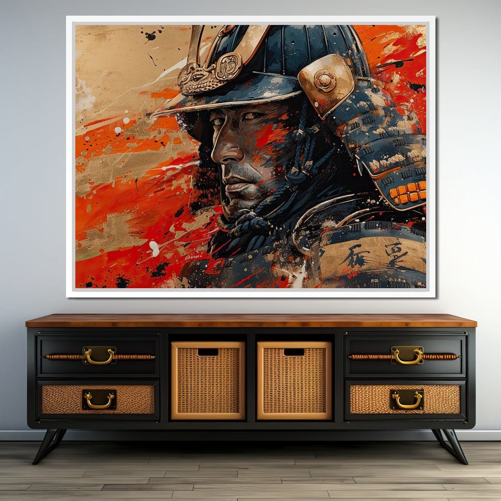 Samurai Solitude in Battle Canvas Wall Art