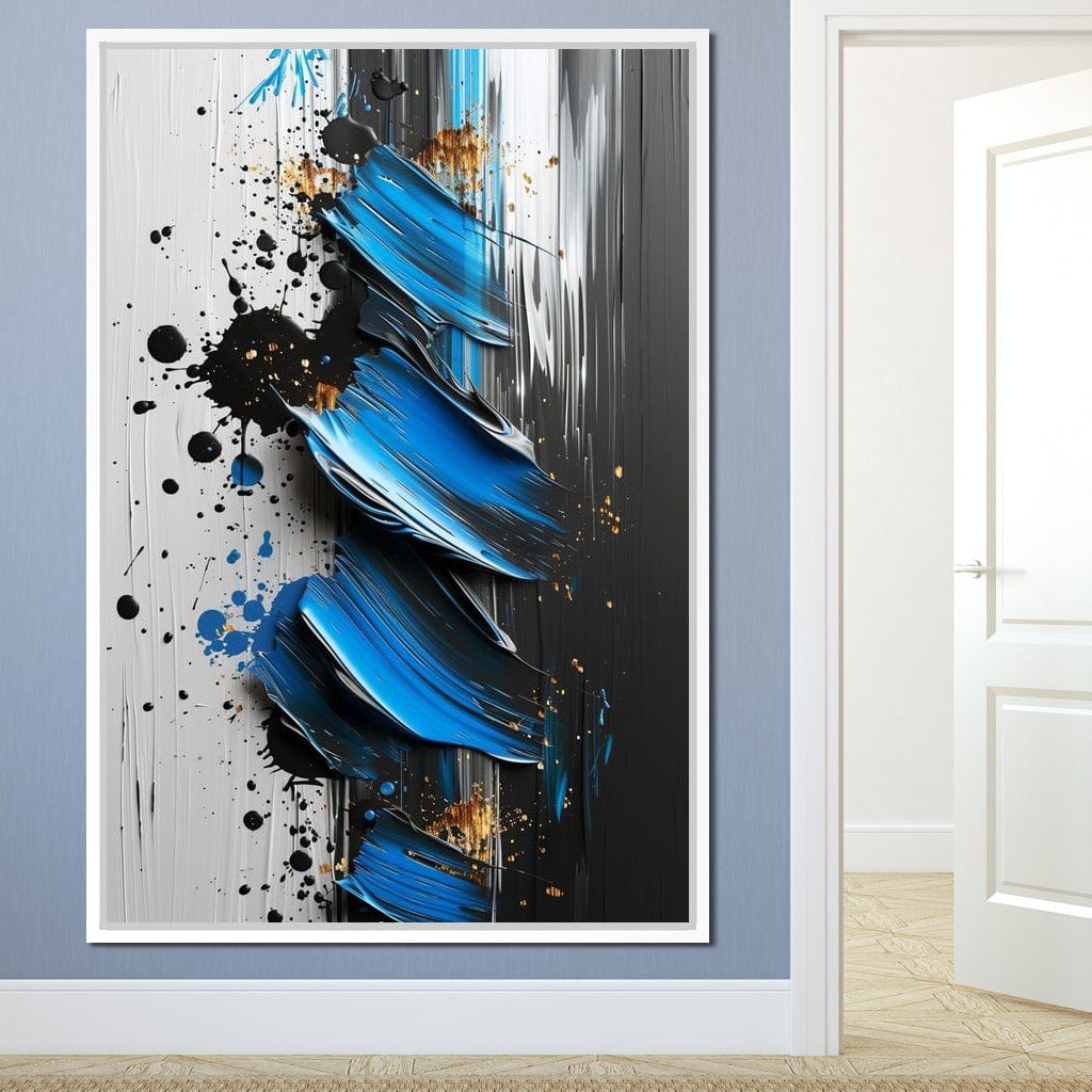 Sapphire Strokes Gold Specks Canvas Wall Art