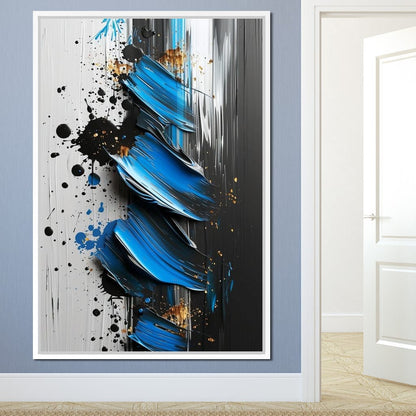 Sapphire Strokes Gold Specks Canvas Wall Art