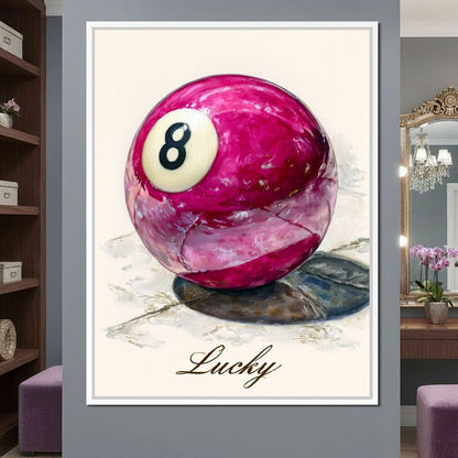 Lucky Eight Billiard Ball Canvas Wall Art