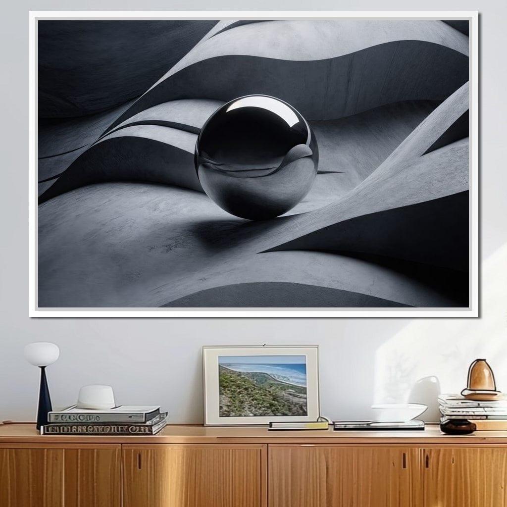Black Mirror Sphere Canvas Wall Art