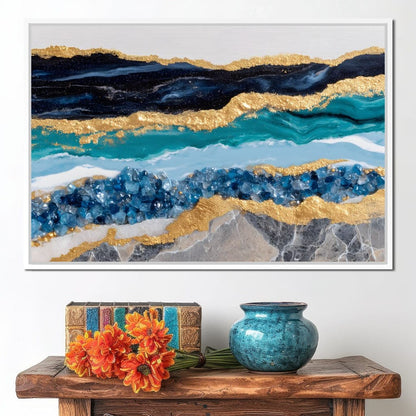 Gilded Ocean Geode Flow Canvas Wall Art