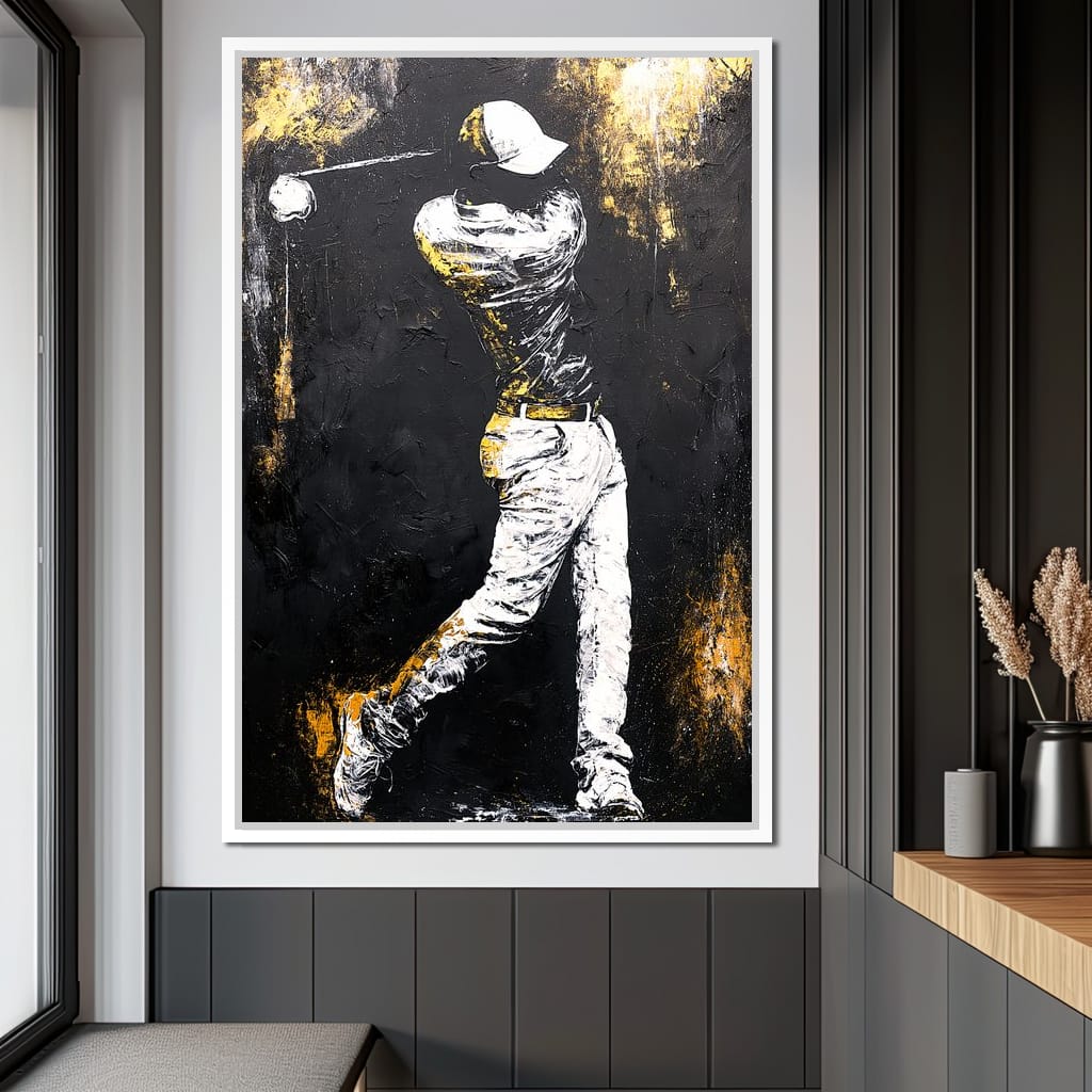 Golf Profile in Black Canvas Wall Art
