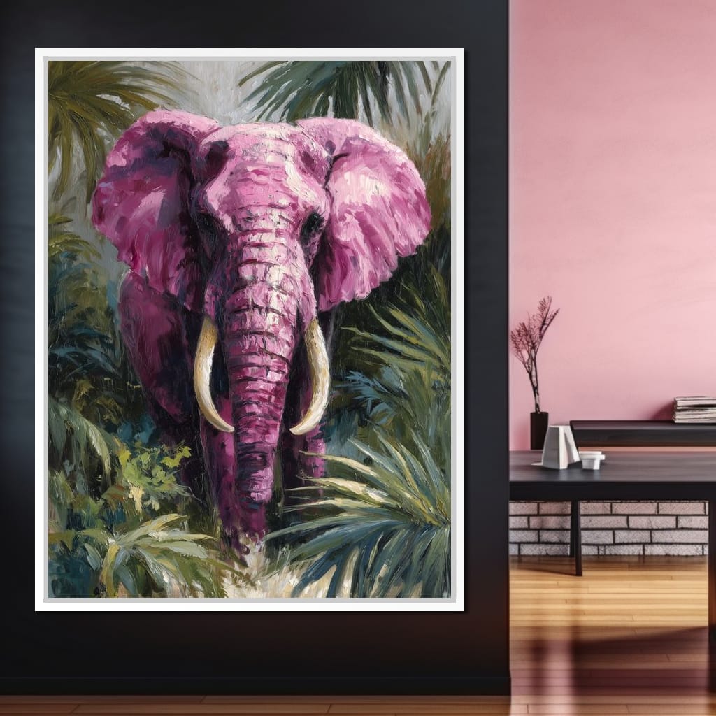 Magenta Elephant Jungle Glory Canvas Wall Art