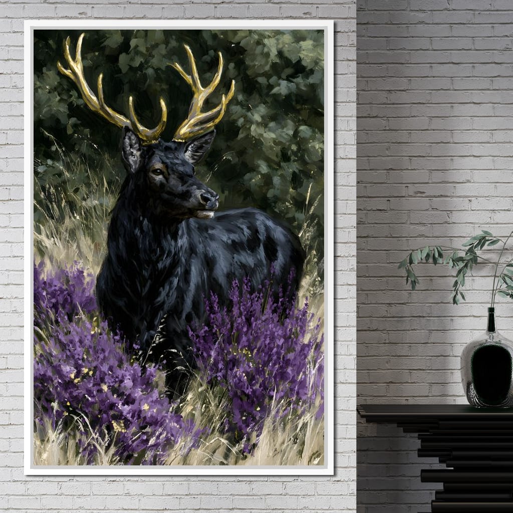 Black Deer Of Wild Fields Canvas Wall Art