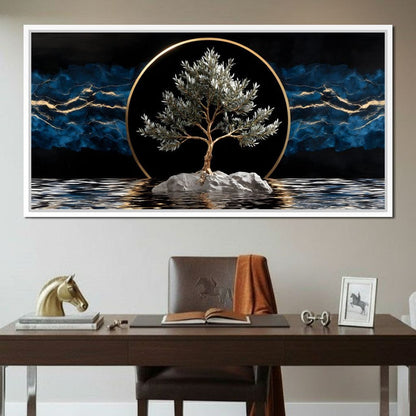 Golden Olive Tree Halo Reflection Canvas Wall Art