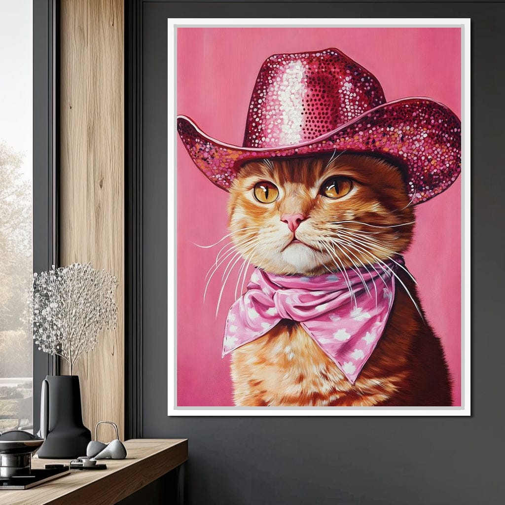 Pink Rodeo Cat Swagger Canvas Wall Art