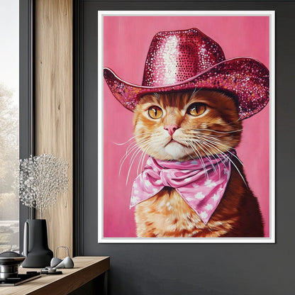 Pink Rodeo Cat Swagger Canvas Wall Art