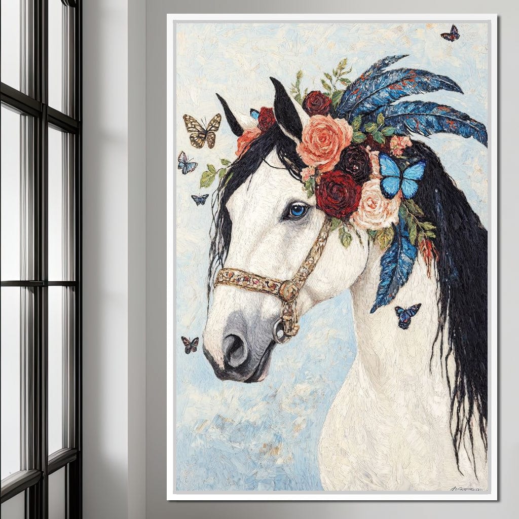 Majestic White Horse Harmony Canvas Wall Art