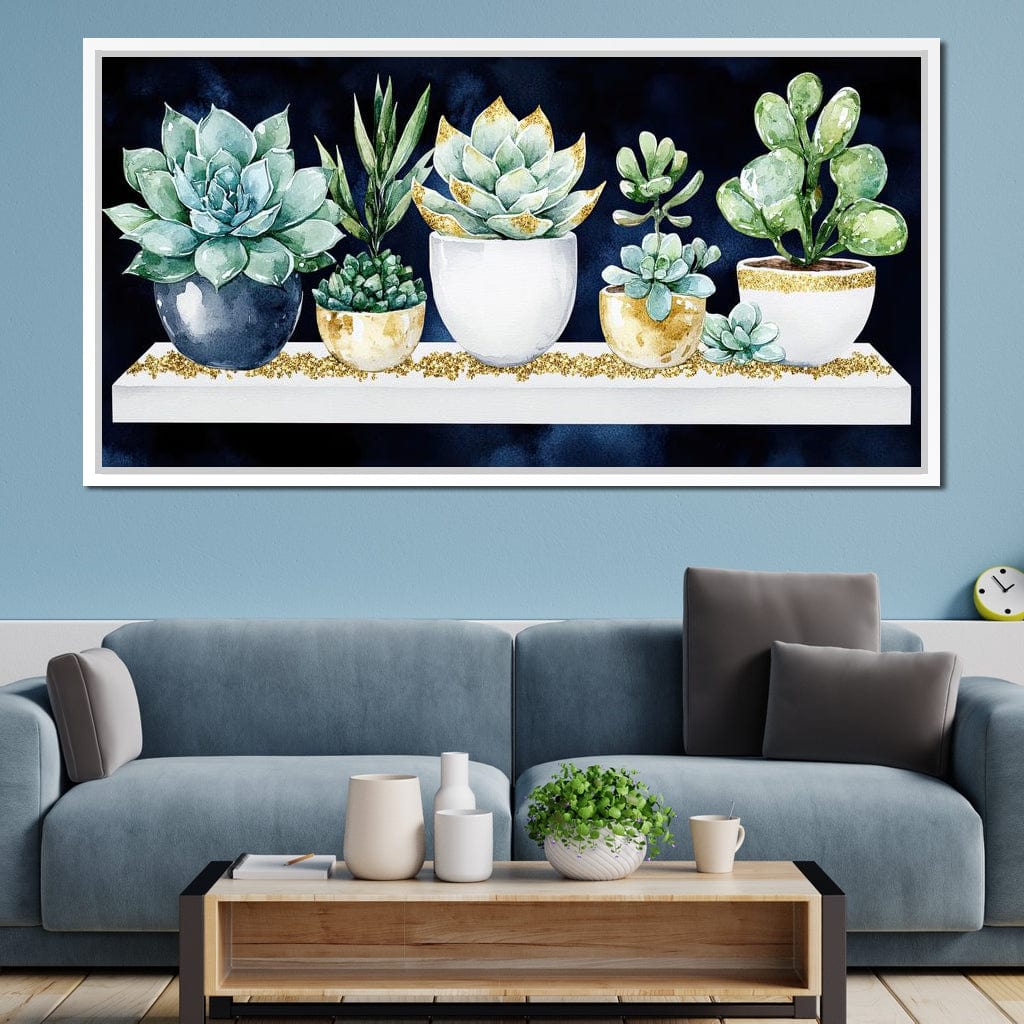 Succulent Symphony in Green Canvas Wall Art