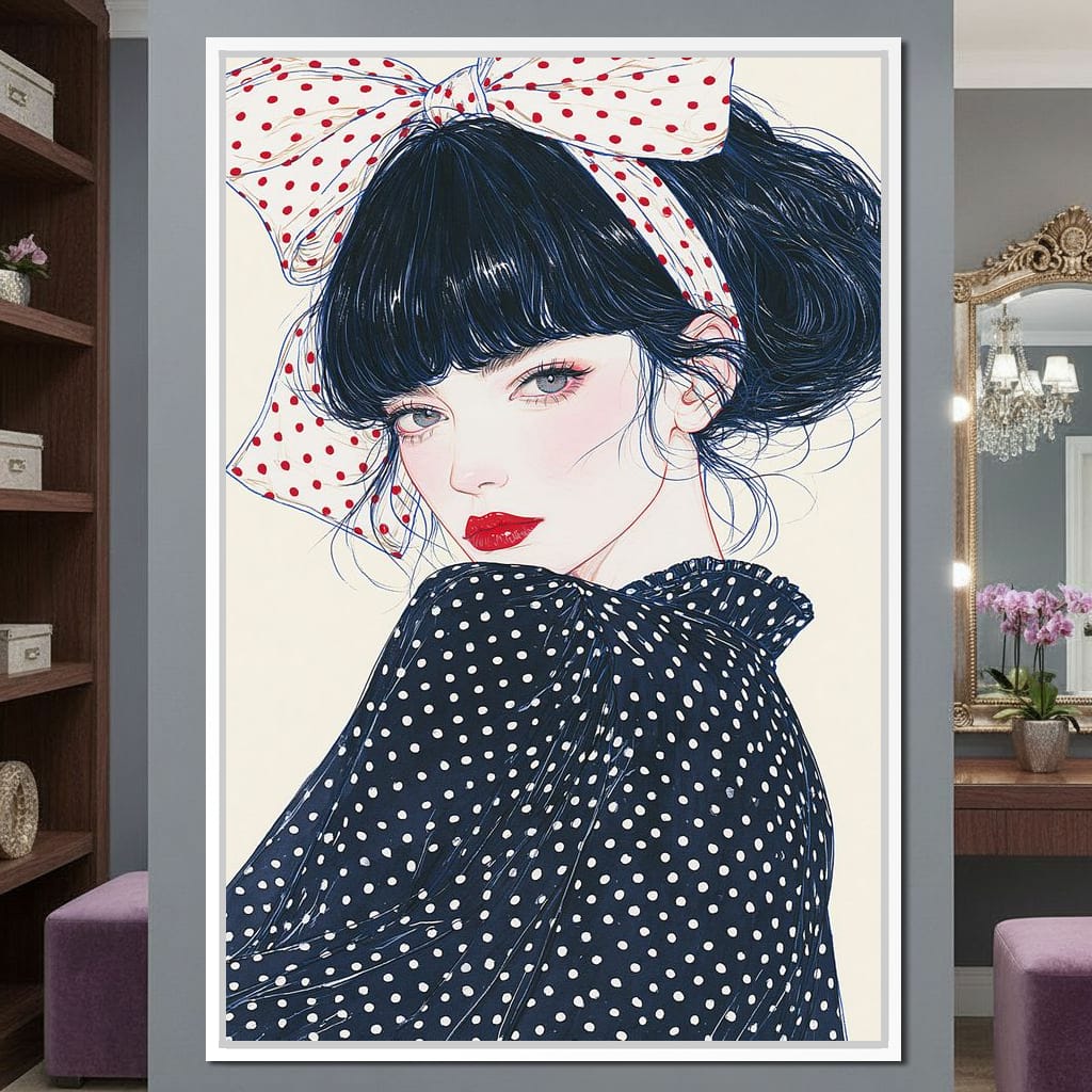 Polka Dot Afternoon Beauty Canvas Wall Art