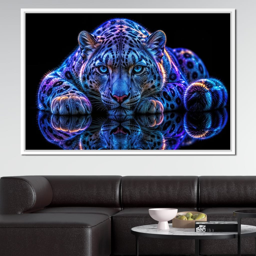 Bioluminescent Snow Leopard Canvas Wall Art
