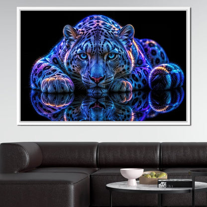 Bioluminescent Snow Leopard Canvas Wall Art