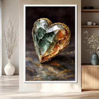 Gilded Facet Heartstone Canvas Wall Art