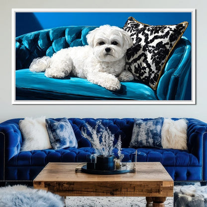 Plush Paws on Teal Dreams Canvas Wall Art