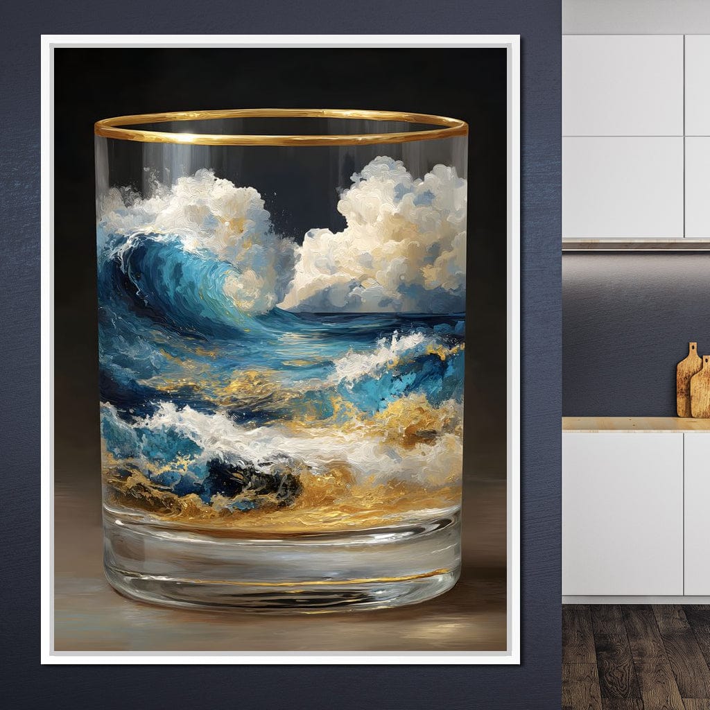 Ocean Storm Tumbler Gold Rim Canvas Wall Art