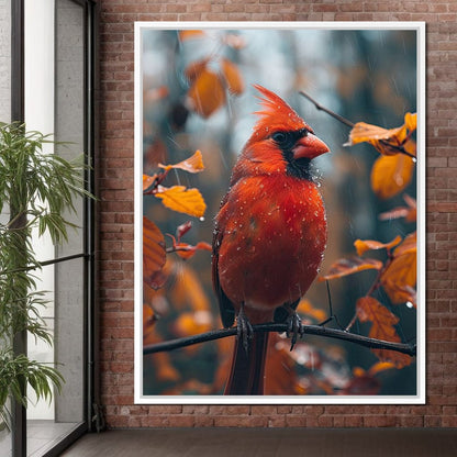 Autumn Cardinal's Perch Canvas Wall Art
