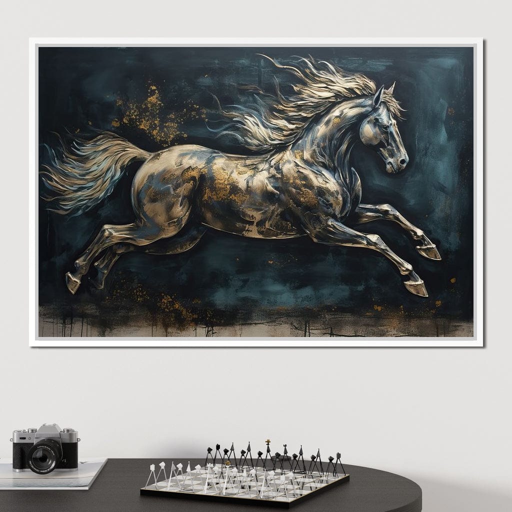 Gilded Running Horse Canvas Wall Art
