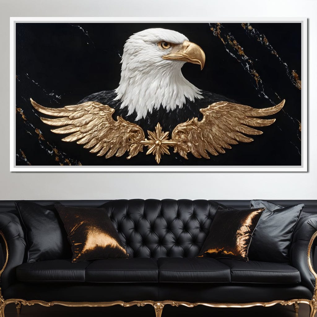 Golden Eagle Majesty Marble Canvas Wall Art