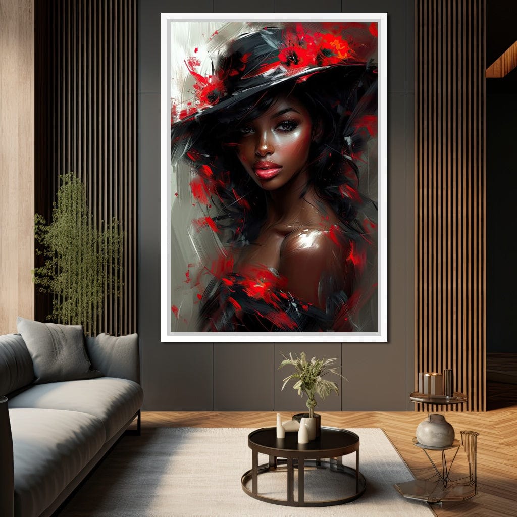 Sable Elegance with Poppy Flair Canvas Wall Art